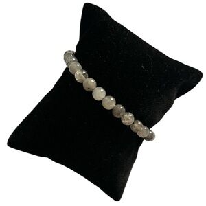 Natural Rutilated Quatrz or Cloudy Quartz Beaded Stretch Bracelet 6mm